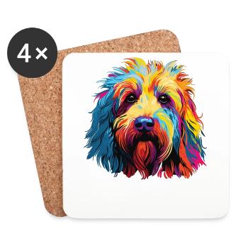Wasserfarben Farbenfroher Komondor - Untersetzer (4er-Set) - Weiß - Vorne