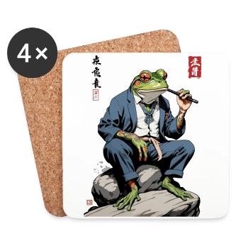 Eleganter Yokai Frosch Japan Streetwear - Untersetzer (4er-Set) - Weiß - Vorne