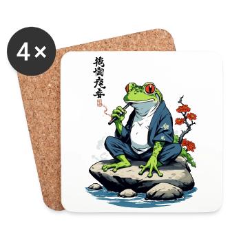 Yokai Grenouille Ukiyo-E Japon Design Rétro - Dessous de verre (lot de 4) - blanc - Devant