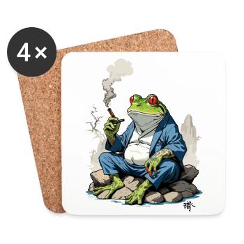 Yokai Frog Kanji Japan Retro Streetwear - Coasters (set of 4) - white - Front