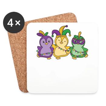 Déguisement de carnaval pingouin de Mardi Gras - Dessous de verre (lot de 4) - blanc - Devant
