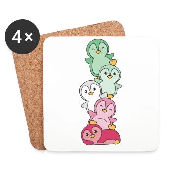 abrosexuell Flag Pride LGBTQ süße Pinguin - Untersetzer (4er-Set) - Weiß - Vorne