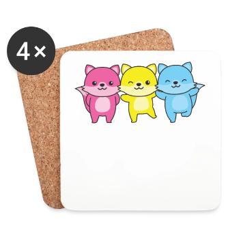 Pansexuel Drapeau Fierté LGBTQ Mignon Renard - Dessous de verre (lot de 4) - blanc - Devant