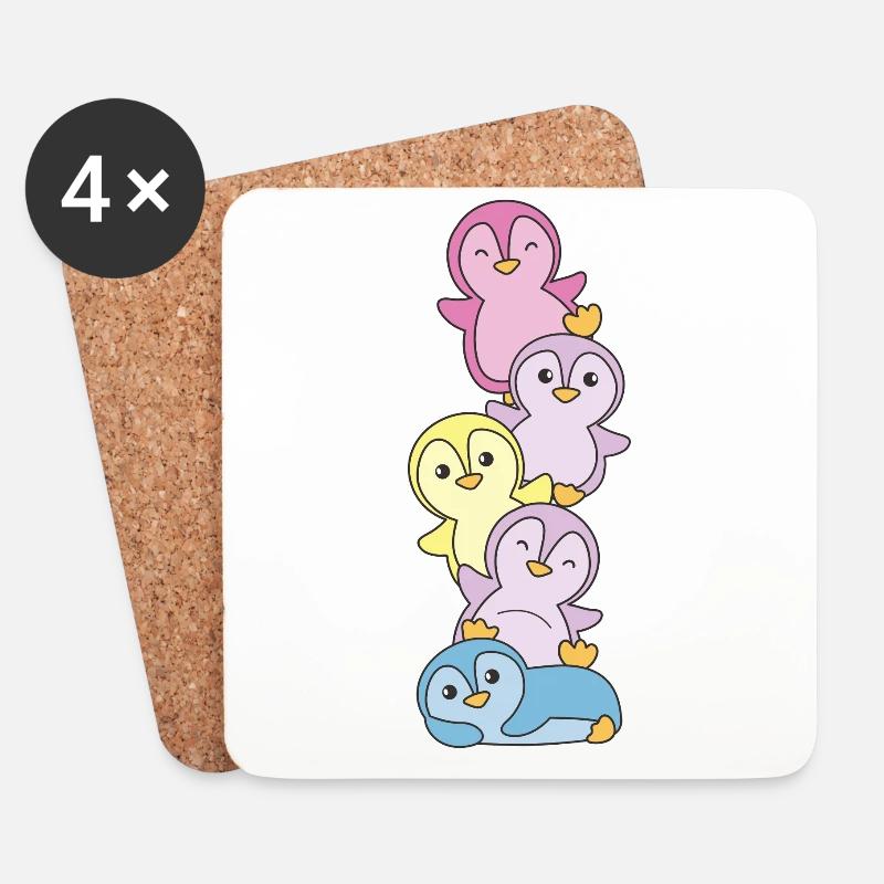 aporagender Flag Pride LGBTQ süße Pinguin - Untersetzer (4er-Set) - Weiß