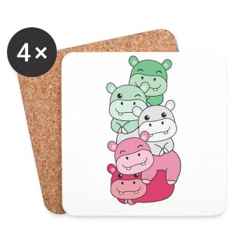 abrosexuell Flag Pride LGBTQ süße Hippo - Untersetzer (4er-Set) - Weiß - Vorne