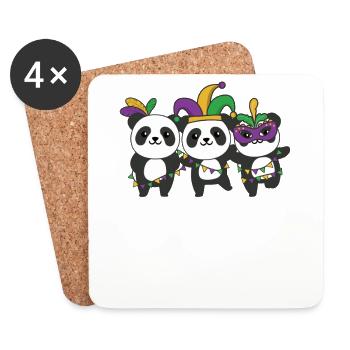 Déguisement de carnaval Panda de Mardi Gras - Dessous de verre (lot de 4) - blanc - Devant
