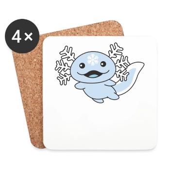 Winter Axolotl mit Schneeflocken süßes Winter - Untersetzer (4er-Set) - Weiß - Vorne