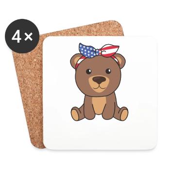 4th of July american bear for kids usa cute animal - Untersetzer (4er-Set) - Weiß - Vorne
