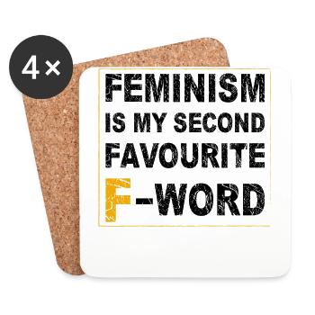 Feminismus ist mein zweitliebstes F-Wort - Untersetzer (4er-Set) - Weiß - Vorne