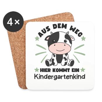Aus Dem Weg Hier Kommt Ein Kindergartenkind Kuh - Untersetzer (4er-Set) - Weiß - Vorne