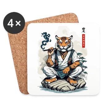 Japan Retro Tiger Anime Kemomimi Streetwear - Coasters (set of 4) - white - Front