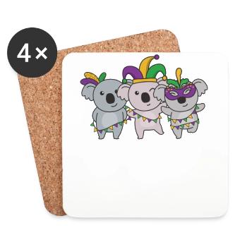 Mardi Gras Koala Faschings Kostüm - Untersetzer (4er-Set) - Weiß - Vorne