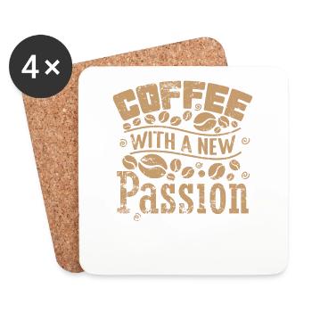 Coffee with new Passion Caffeine - Coasters (set of 4) - white - Front