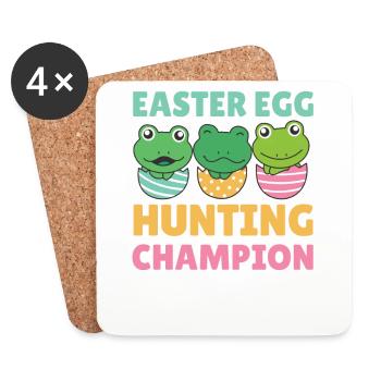 Grenouilles mignonnes pour Pâques avec des œufs de grenouille de Pâques - Dessous de verre (lot de 4) - blanc - Devant
