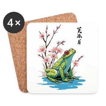 Vintage Ukiyo-e Frog Japanese Retro Art - Coasters (set of 4) - white - Front
