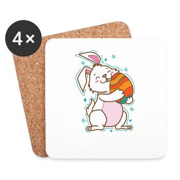 Osterhase mit einem Osterei - Untersetzer (4er-Set) - Weiß - Vorne