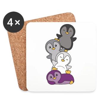 Asexual Flag Pride LGBTQ Cute Penguin Bunch - Coasters (set of 4) - white - Front