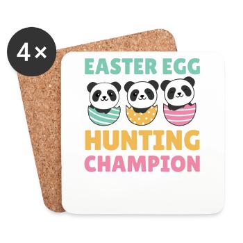 cute pandas for easter with easter eggs panda - Coasters (set of 4) - white - Front