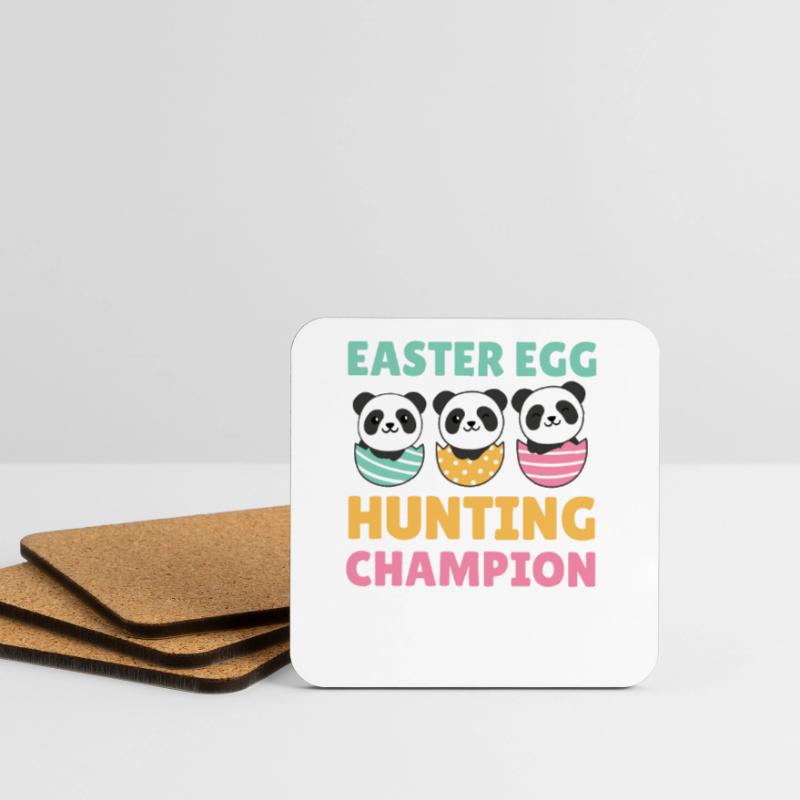 cute pandas for easter with easter eggs panda Coasters (set of 4)