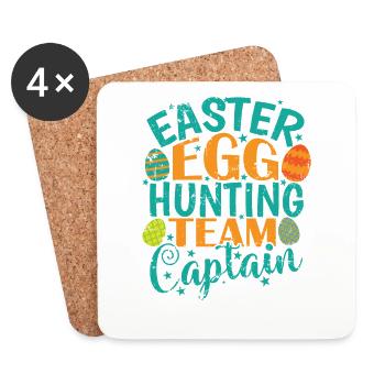 Capitaine de l’équipe de chasse aux œufs de Pâques lapin de Pâques - Dessous de verre (lot de 4) - blanc - Devant