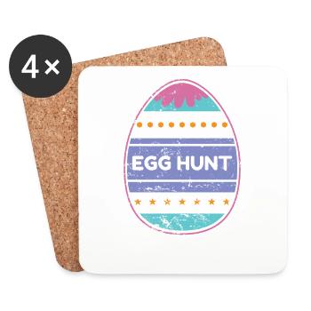 Chasse aux oeufs Oeufs de Pâques lapin de Pâques - Dessous de verre (lot de 4) - blanc - Devant