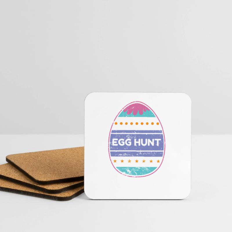 Egg Hunt Easter Bunny Easter Eggs Coasters (set of 4)