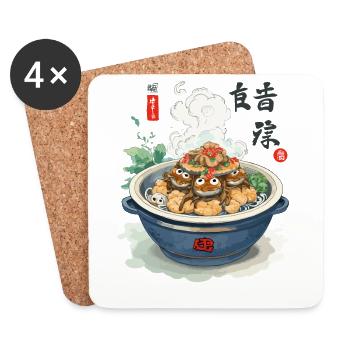 Kawaii Yokai Ramen Anime Japon Vintage Food Design - Dessous de verre (lot de 4) - blanc - Devant
