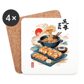 Japanische Küche Ukiyo-E Aesthetic Food Design - Untersetzer (4er-Set) - Weiß - Vorne