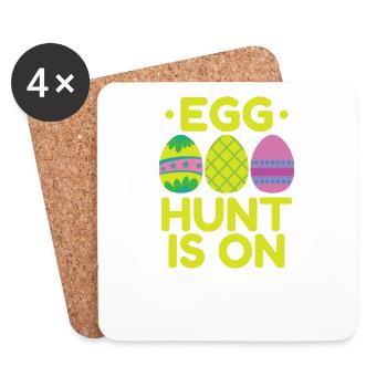 Egg Hunt is on Ostern bunte Ostereier - Untersetzer (4er-Set) - Weiß - Vorne