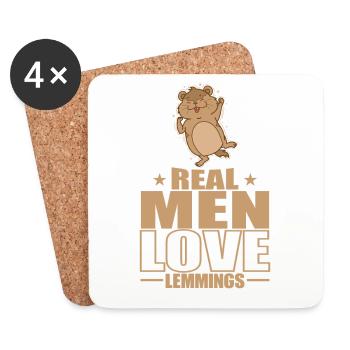 Les vrais hommes aiment les Lemmings Rongeur - Dessous de verre (lot de 4) - blanc - Devant