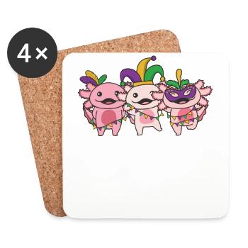 Déguisement de carnaval Mardi Gras Axolotl - Dessous de verre (lot de 4) - blanc - Devant