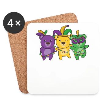 Mardi Gras Bär Faschings Kostüm - Untersetzer (4er-Set) - Weiß - Vorne