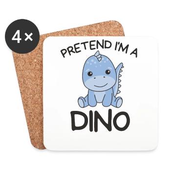 Stell dir vor ich bin ein Dino Halloween - Untersetzer (4er-Set) - Weiß - Vorne