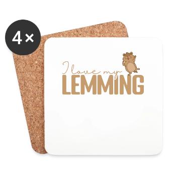 J’adore mon rongeur Lemming - Dessous de verre (lot de 4) - blanc - Devant