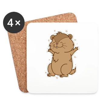 Excès de confiance chez les rongeurs Lemming - Dessous de verre (lot de 4) - blanc - Devant