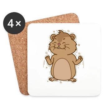 Lemming is happy rodent - Coasters (set of 4) - white - Front