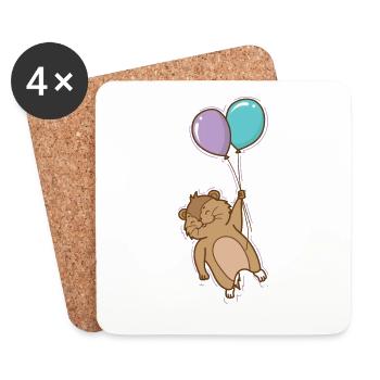Lemming avec des ballons rongeur - Dessous de verre (lot de 4) - blanc - Devant