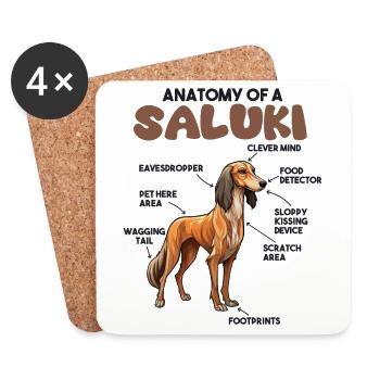 Explication du chien Anatomie d’un Saluki - Dessous de verre (lot de 4) - blanc - Devant