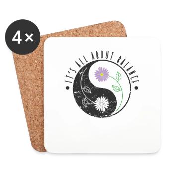 It's all about Balance Yin and Yang Symbol Blume - Untersetzer (4er-Set) - Weiß - Vorne