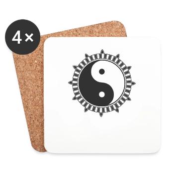 Symbole de motif Signe Yin et Yang - Dessous de verre (lot de 4) - blanc - Devant