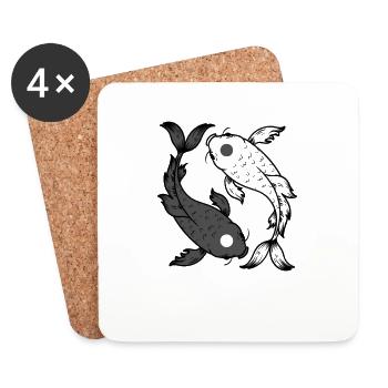 Pisces Yin and Yang Symbol Harmony - Coasters (set of 4) - white - Front