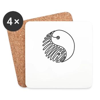 Un dessin au trait Yin et Yang - Dessous de verre (lot de 4) - blanc - Devant