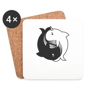 Baleines Symbole Yin et Yang - Dessous de verre (lot de 4) - blanc - Devant