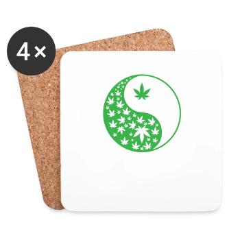 Marijuana Yin and Yang Symbol - Coasters (set of 4) - white - Front