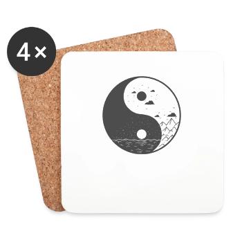 Berge Yin and Yang Symbol Zeichen - Untersetzer (4er-Set) - Weiß - Vorne