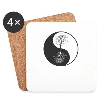 Baum Yin and Yang Zeichen - Untersetzer (4er-Set) - Weiß - Vorne