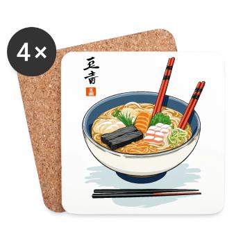 Japan Tokyo Ramen Noodle Soup Aesthetic Food Design - Coasters (set of 4) - white - Front