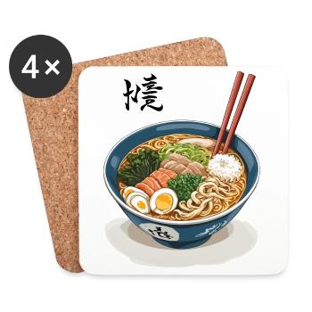 Nouilles Ramen Japonaises Style Streetwear Vintage - Dessous de verre (lot de 4) - blanc - Devant
