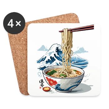 Ukiyo-E Ramen Welle Vintage Ukiyo-E Japan Design - Untersetzer (4er-Set) - Weiß - Vorne