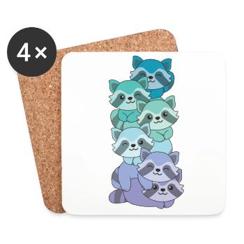 Neptunic Flag Pride LGBTQ Cute Raccoon Stack - Coasters (set of 4) - white - Front